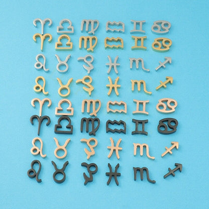 5pcs Zodiac Symbol Constellation Charm 15mm, Gold Steel Beads, Gold Zodiac Pendant, Constellation Pendant, Zodiac Charm, Astrology Findings