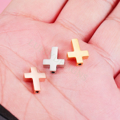 10pcs Cross Charms, Gold/ Rose Gold Steel Cross, Jewelry Making Supplies, Communion Findings, Jesus Charm, Christian Charm, Catholic Charm