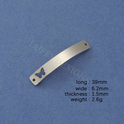 10pcs Butterfly Bar Charms 39x6mm, Bar Bracelet Supplies, Gold Steel Blanks, Stamping Bar Supplies, DIY Engraving Supplies, Engraving Supply