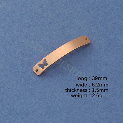 10pcs Butterfly Bar Charms 39x6mm, Bar Bracelet Supplies, Gold Steel Blanks, Stamping Bar Supplies, DIY Engraving Supplies, Engraving Supply