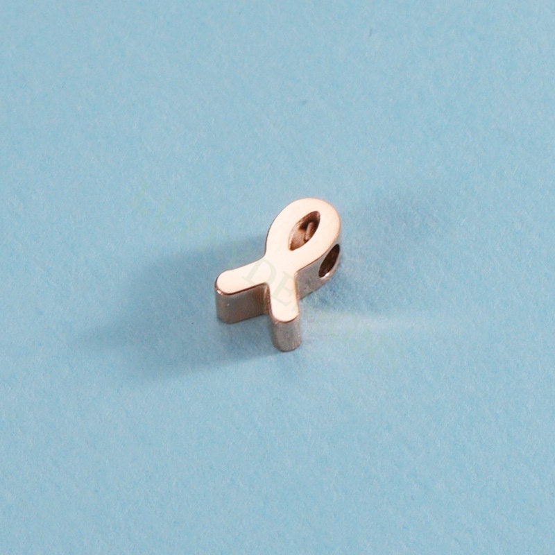 10pcs Awareness Ribbon Charms 8mm, Gold plated Stainless Steel, Findings Supplies, Gold Dangle Knot Ribbon Beads Pendants for Jewelry Making