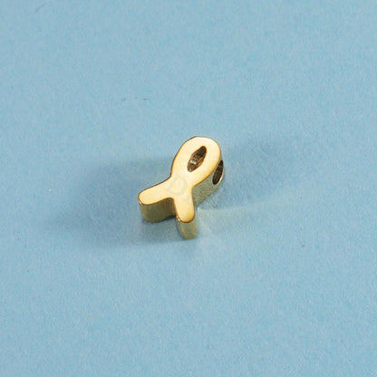 10pcs Awareness Ribbon Charms 8mm, Gold plated Stainless Steel, Findings Supplies, Gold Dangle Knot Ribbon Beads Pendants for Jewelry Making