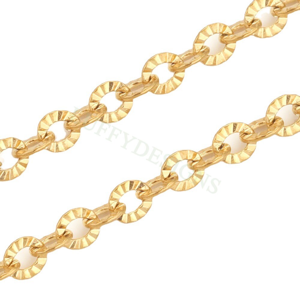 16Feet/5m Diamond Cut Sparkle Chain, Stainless Steel Chain, Textured Chain, Cable Link Chain Bulk Wholesale Gold Chain for Jewelry Making