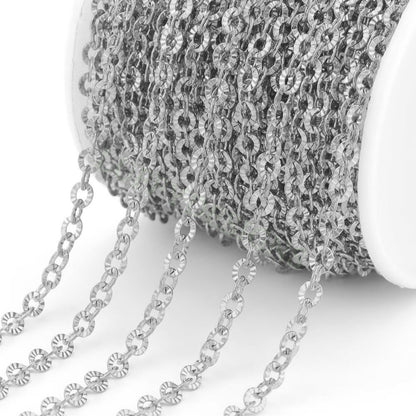 16Feet/5m Diamond Cut Sparkle Chain, Stainless Steel Chain, Textured Chain, Cable Link Chain Bulk Wholesale Gold Chain for Jewelry Making