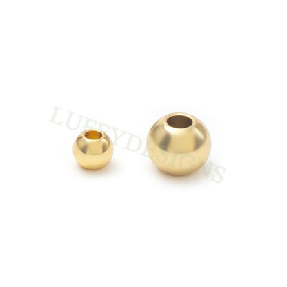 50pcs Round Beads, Gold Spacer Beads, 18K Gold plated 316L Stainless Steel, 3mm /4mm /5mm /6mm /8mm, Jewelry Making For Bracelet/Necklace