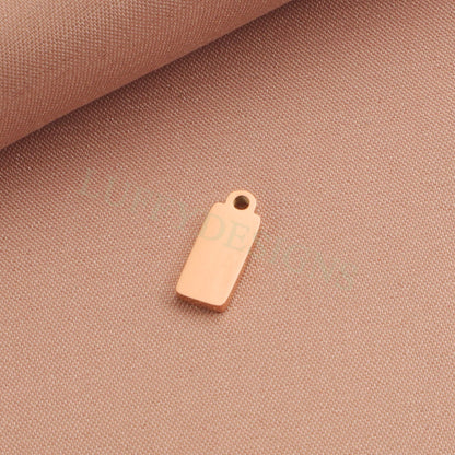 10pcs Gold Rectangle Charm Pendant 5x12mm, Rectangle Pendant Blank, DIY Engraving Supplies, Ready to Engrave, Gold plated Stainless Steel