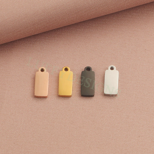 10pcs Gold Rectangle Charm Pendant 5x12mm, Rectangle Pendant Blank, DIY Engraving Supplies, Ready to Engrave, Gold plated Stainless Steel