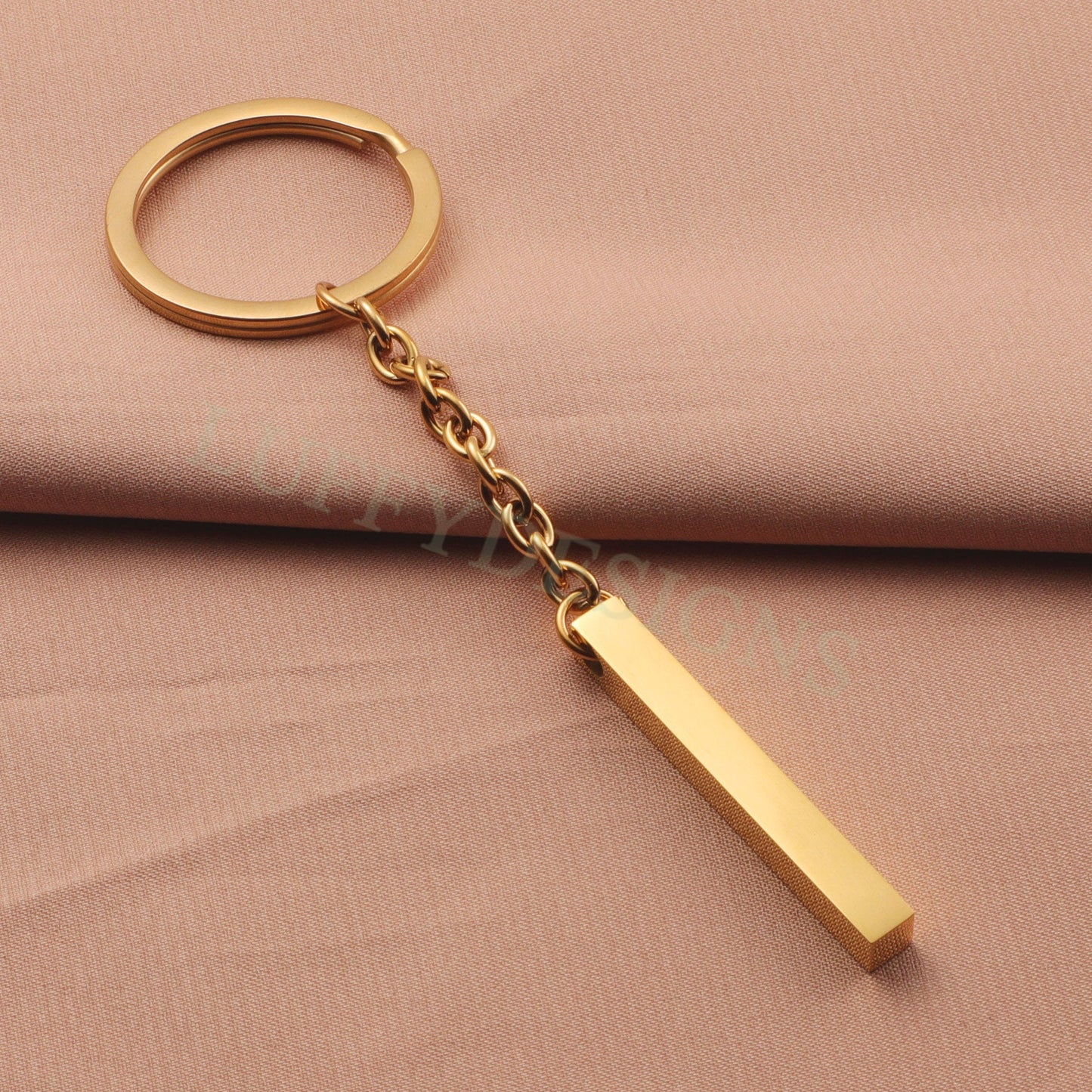 5pcs Blank bar keychain, bar keyring supplies, Gold stainless steel blanks, Ready Stamping bar keychain, Engraving Keychain with Chains