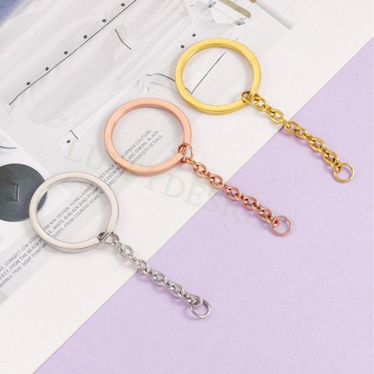 5pcs Chains Keychain, Gold Keyring Supplies, Gold Stainless Steel Keychain, Unfinished Keychain Findings, DIY Keychain with 45mm Chains