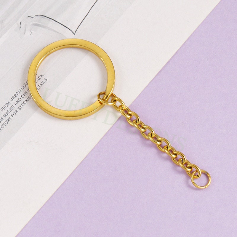 5pcs Chains Keychain, Gold Keyring Supplies, Gold Stainless Steel Keychain, Unfinished Keychain Findings, DIY Keychain with 45mm Chains