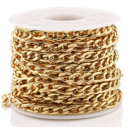16ft/5m Figaro Chain, Unfinished 3:1 Figaro Chain, 18k Gold plated 316L Stainless Steel, Womens Chain, Womens Necklace, Hypoallergenic Chain