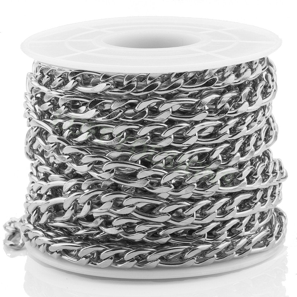 16ft/5m Figaro Chain, Unfinished 3:1 Figaro Chain, 18k Gold plated 316L Stainless Steel, Womens Chain, Womens Necklace, Hypoallergenic Chain