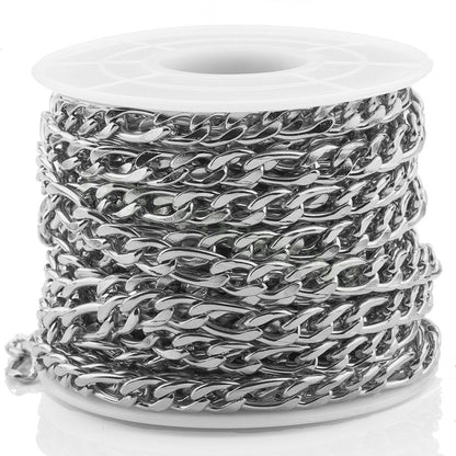 16ft/5m Figaro Chain, Unfinished 3:1 Figaro Chain, 18k Gold plated 316L Stainless Steel, Womens Chain, Womens Necklace, Hypoallergenic Chain