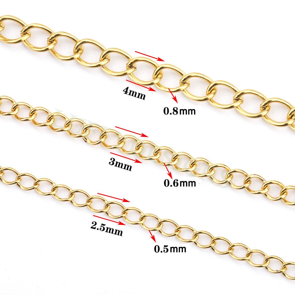 16ft/5m Extender Chain Bulk, Gold Stainless Steel, Unfinished Extender Chain, Gold Extension Chain for Necklace or Bracelet Jewelry Making