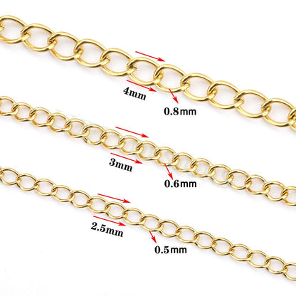 16ft/5m Extender Chain Bulk, Gold Stainless Steel, Unfinished Extender Chain, Gold Extension Chain for Necklace or Bracelet Jewelry Making