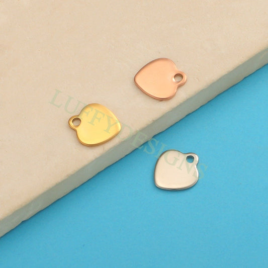 20pcs Heart Charms 8mm, Tiny Love Charm, Gold Stainless Steel Heart, Gold Heart Charms Pendant, Love Pendant, Bracelet/Necklace Findings