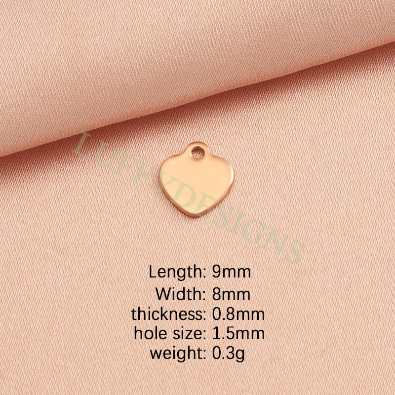 20pcs Heart Charms 8mm, Tiny Love Charm, Gold Stainless Steel Heart, Gold Heart Charms Pendant, Love Pendant, Bracelet/Necklace Findings