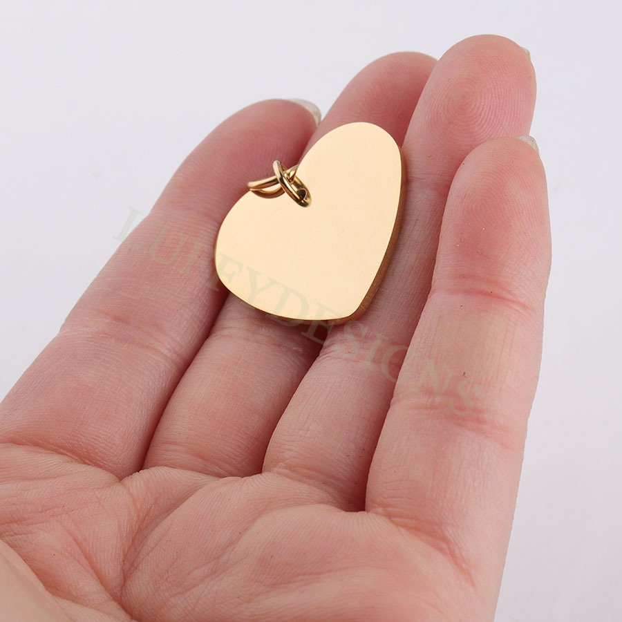 10pcs Heart Charms 25mm, Tiny Love Charm, Gold Stainless Steel Heart, Gold Heart Charms Pendant, Love Pendant, Bracelet/Necklace Findings