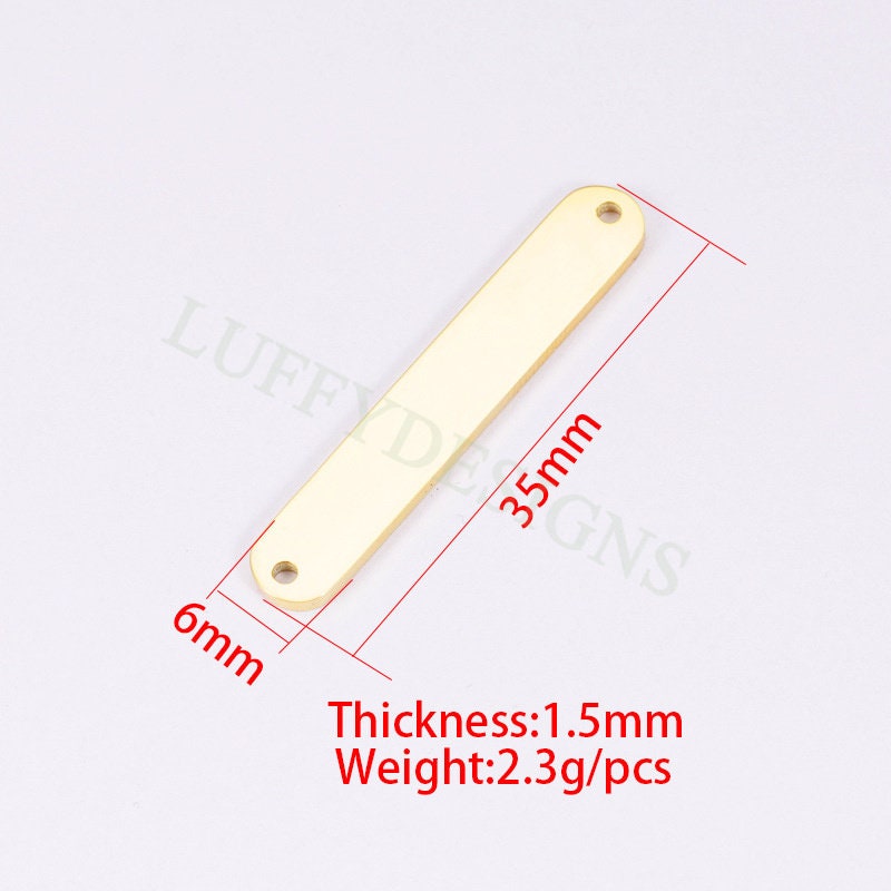 10pcs Blank Bar Charms 35x6mm, Bar Bracelet Supplies, Gold Steel Bar Blanks, Stamping Bar Supplies, DIY Engraving Supplies, Engraving Supply