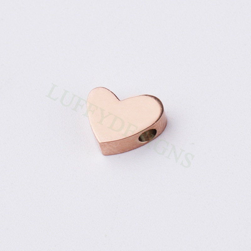 10pcs 3D Heart Charms 8mm, Gold Stainless Steel Heart Beads, Open Heart Beads Pendant, Tiny Heart Finding, Jewelry Making Wholesale Supplies