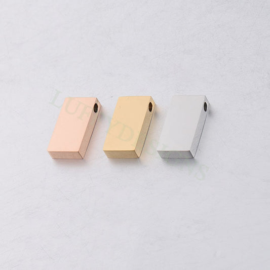 10pcs Gold Rectangle Beads Charm 15x8mm, Rectangle Pendant Blank, DIY Engraving Supplies, Ready to Engrave, Gold plated Stainless Steel