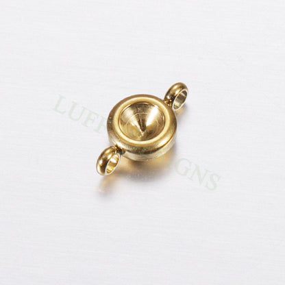 20pcs Stainless Steel Settings Base, Bezel Blank Base Setting, Round Cabochon Pendant Base, Suitable for culet diamonds, 18K Gold plated