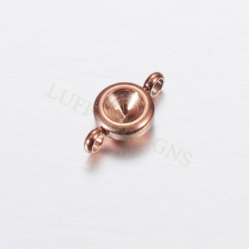 20pcs Stainless Steel Settings Base, Bezel Blank Base Setting, Round Cabochon Pendant Base, Suitable for culet diamonds, 18K Gold plated