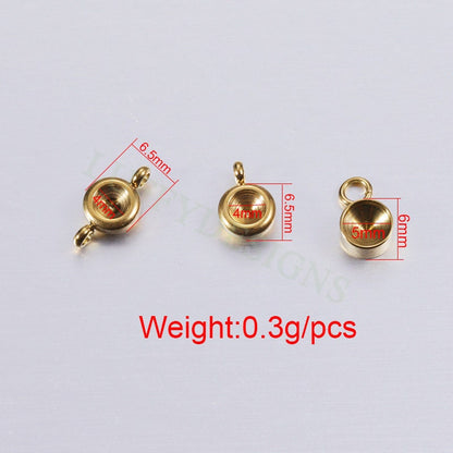 20pcs Stainless Steel Settings Base, Bezel Blank Base Setting, Round Cabochon Pendant Base, Suitable for culet diamonds, 18K Gold plated