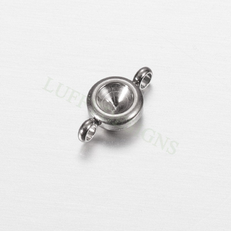 20pcs Stainless Steel Settings Base, Bezel Blank Base Setting, Round Cabochon Pendant Base, Suitable for culet diamonds, 18K Gold plated