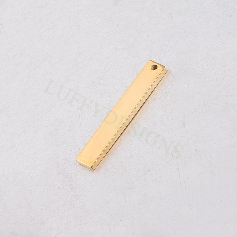 10pcs Personalized Stamping Blank Bar 35x6mm, Ready to Stamp, Gold Bar Charm, Gold Plated Stainless Steel, Mirror Polished Engraving Supply