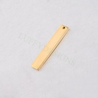 10pcs Personalized Stamping Blank Bar 35x6mm, Ready to Stamp, Gold Bar Charm, Gold Plated Stainless Steel, Mirror Polished Engraving Supply