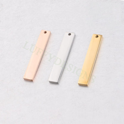 10pcs Personalized Stamping Blank Bar 35x6mm, Ready to Stamp, Gold Bar Charm, Gold Plated Stainless Steel, Mirror Polished Engraving Supply