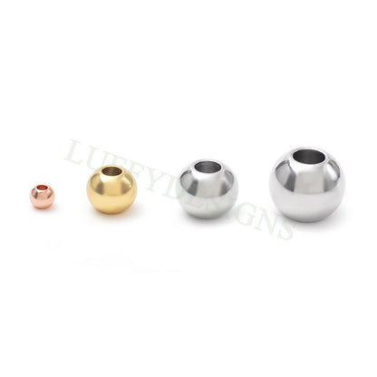 50pcs Round Beads, Gold Spacer Beads, 18K Gold plated 316L Stainless Steel, 3mm /4mm /5mm /6mm /8mm, Jewelry Making For Bracelet/Necklace