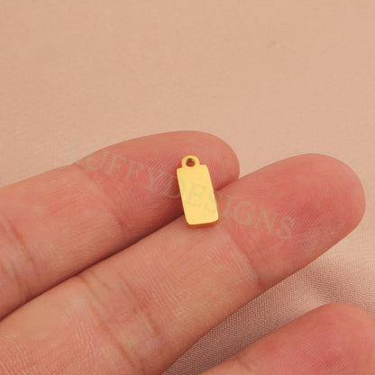 10pcs Gold Rectangle Charm Pendant 5x12mm, Rectangle Pendant Blank, DIY Engraving Supplies, Ready to Engrave, Gold plated Stainless Steel
