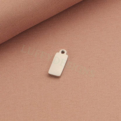 10pcs Gold Rectangle Charm Pendant 5x12mm, Rectangle Pendant Blank, DIY Engraving Supplies, Ready to Engrave, Gold plated Stainless Steel