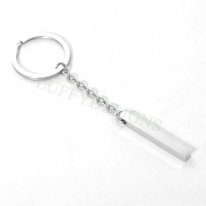 5pcs Blank bar keychain, bar keyring supplies, Gold stainless steel blanks, Ready Stamping bar keychain, Engraving Keychain with Chains