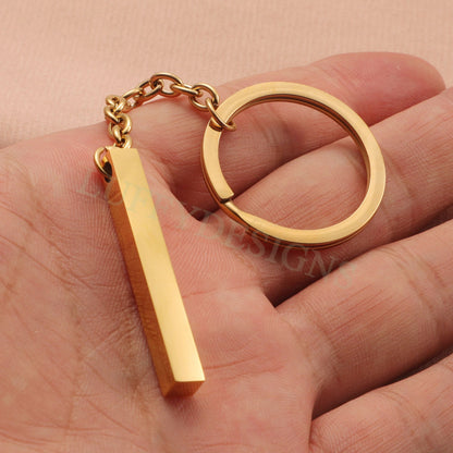 5pcs Blank bar keychain, bar keyring supplies, Gold stainless steel blanks, Ready Stamping bar keychain, Engraving Keychain with Chains