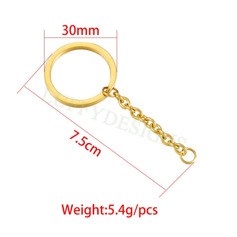 5pcs Chains Keychain, Gold Keyring Supplies, Gold Stainless Steel Keychain, Unfinished Keychain Findings, DIY Keychain with 45mm Chains