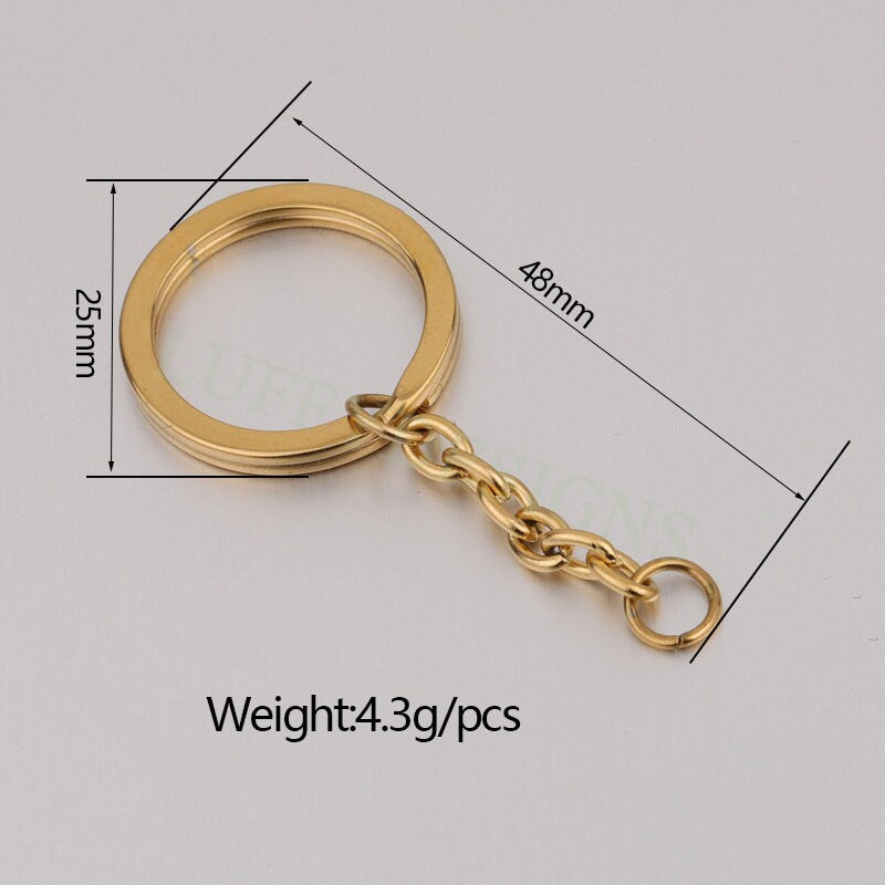 5pcs Chains Keychain, Gold Keyring Supplies, Gold Stainless Steel Keychain, Unfinished Keychain Findings, DIY Keychain with 23mm Chains