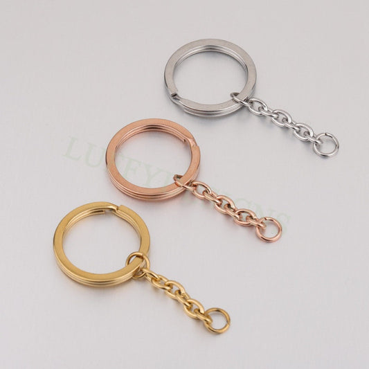 5pcs Chains Keychain, Gold Keyring Supplies, Gold Stainless Steel Keychain, Unfinished Keychain Findings, DIY Keychain with 23mm Chains