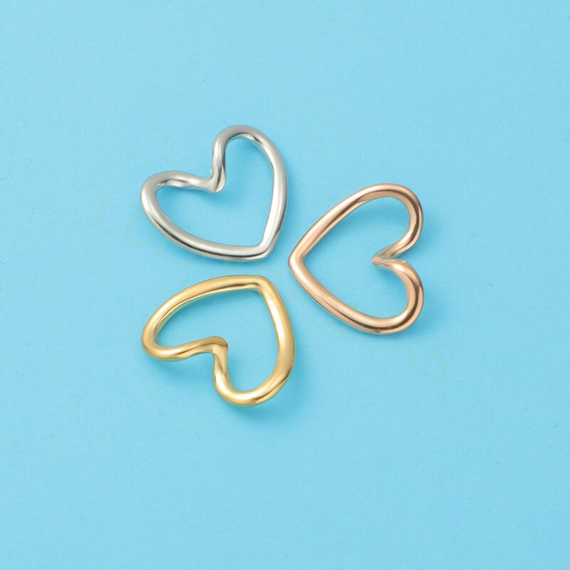 10pcs Heart Ring Charms 15x17mm, Close Heart Ring, Love Charms Link Connectors, Heart Pendant, Hollow Heart Charms, Gold Stainless Steel