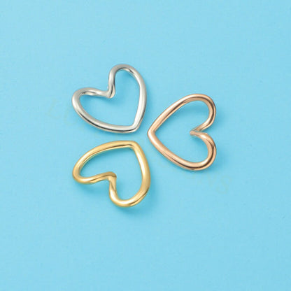 10pcs Heart Ring Charms 15x17mm, Close Heart Ring, Love Charms Link Connectors, Heart Pendant, Hollow Heart Charms, Gold Stainless Steel