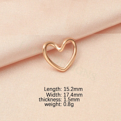 10pcs Heart Ring Charms 15x17mm, Close Heart Ring, Love Charms Link Connectors, Heart Pendant, Hollow Heart Charms, Gold Stainless Steel