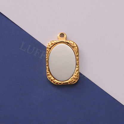 5pcs Gold Mirror Charms 17x28mm, Rectangle Mirror Pendant Blank, Rectangle Blank, DIY Engraving Supplies, Ready to Engrave, Stainless Steel