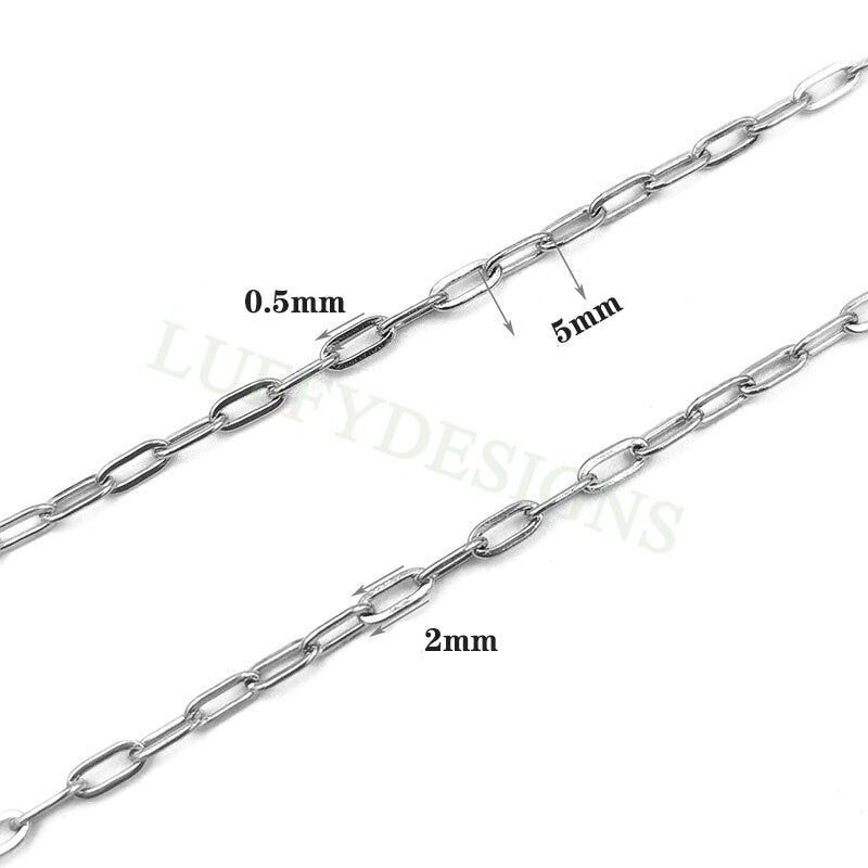 16ft/5m Rectangle Link Chain 5X2mm, Gold Stainless Steel, Unfinished Flat Oval Cable Chain, Paper Clip Chain, Chunky Long Link Chain Bulk