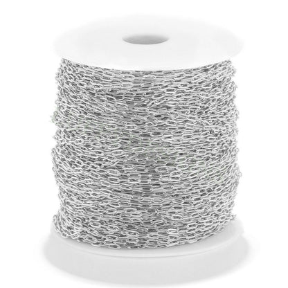 16ft/5m Rectangle Link Chain 5X2mm, Gold Stainless Steel, Unfinished Flat Oval Cable Chain, Paper Clip Chain, Chunky Long Link Chain Bulk