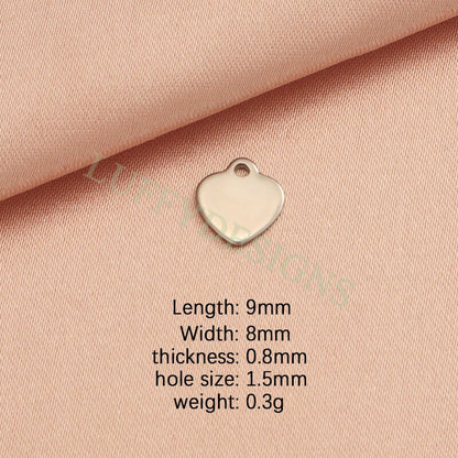 20pcs Heart Charms 8mm, Tiny Love Charm, Gold Stainless Steel Heart, Gold Heart Charms Pendant, Love Pendant, Bracelet/Necklace Findings