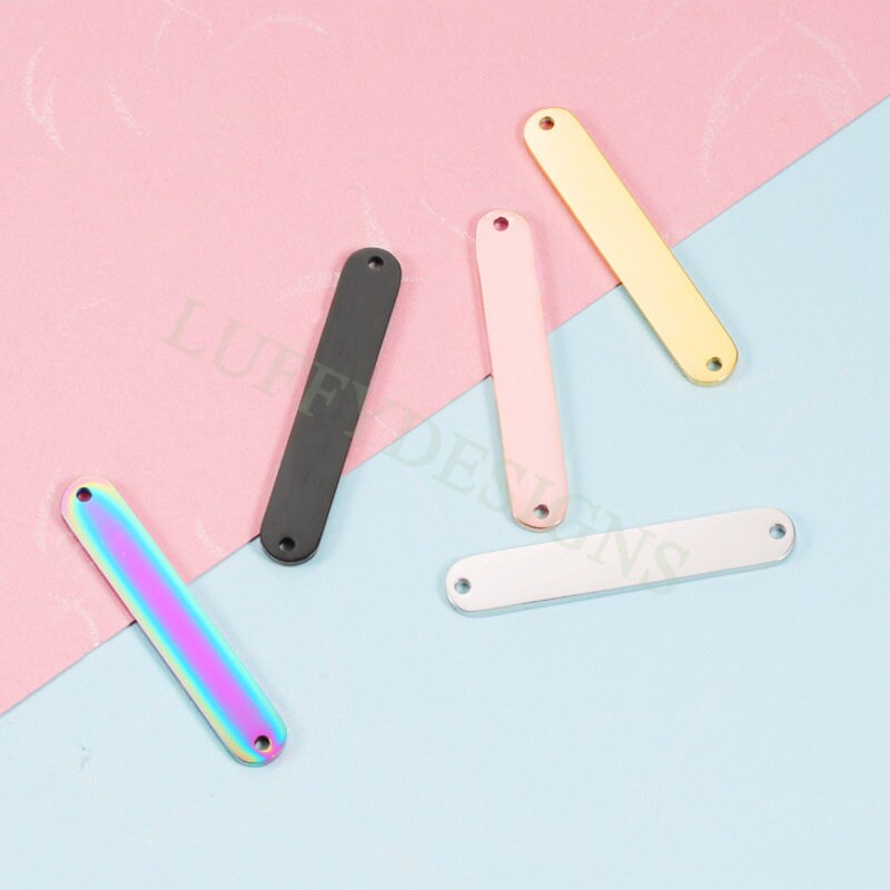 10pcs Blank Bar Charms 35x6mm, Bar Bracelet Supplies, Gold Steel Bar Blanks, Stamping Bar Supplies, DIY Engraving Supplies, Engraving Supply