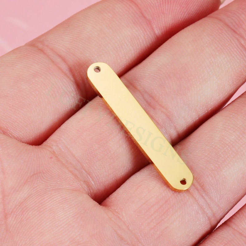 10pcs Blank Bar Charms 35x6mm, Bar Bracelet Supplies, Gold Steel Bar Blanks, Stamping Bar Supplies, DIY Engraving Supplies, Engraving Supply