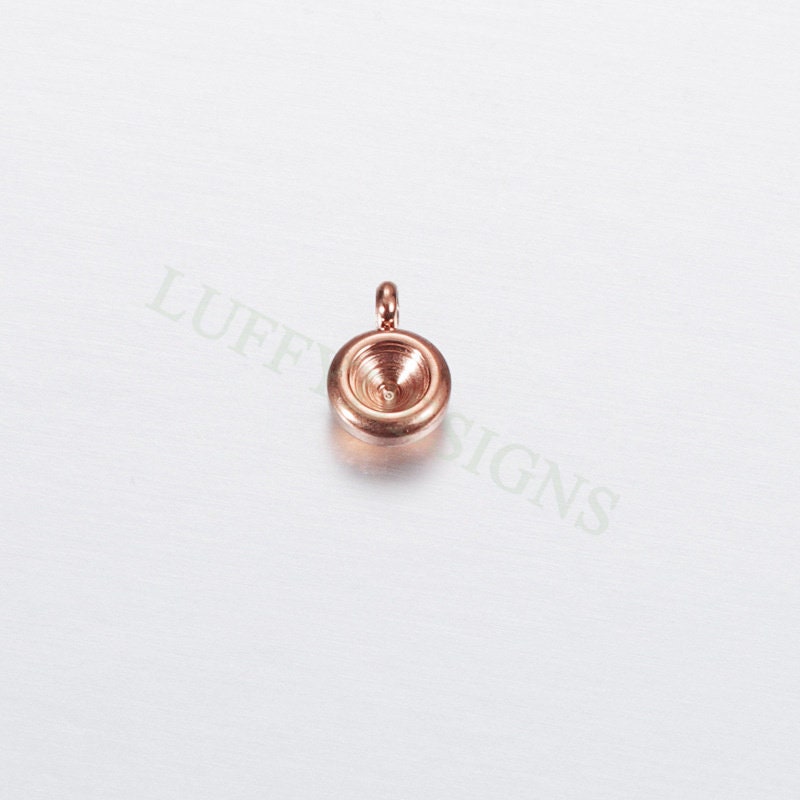 20pcs Stainless Steel Settings Base, Bezel Blank Base Setting, Round Cabochon Pendant Base, Suitable for culet diamonds, 18K Gold plated
